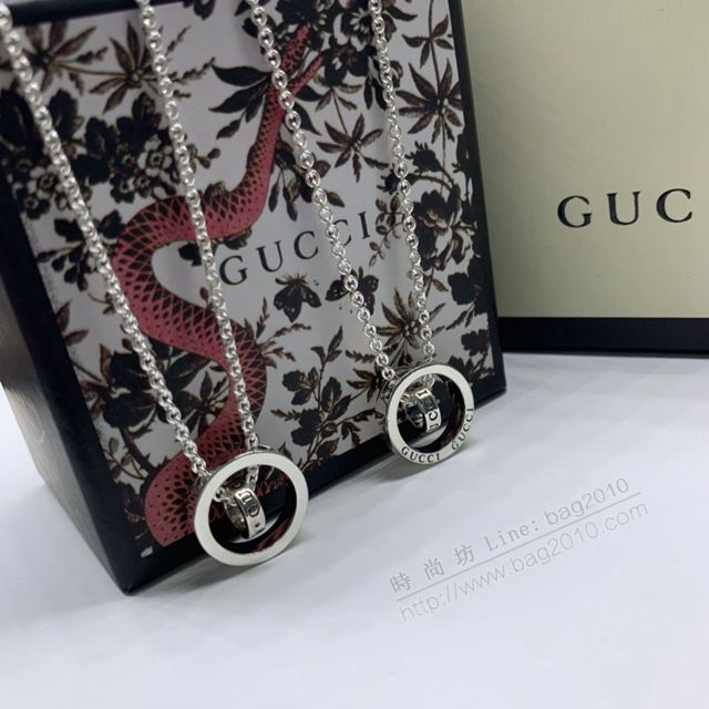 GUCCi飾品 古馳925泰銀雙環清新項鏈 Gucci女款吊墜  zgbq1045